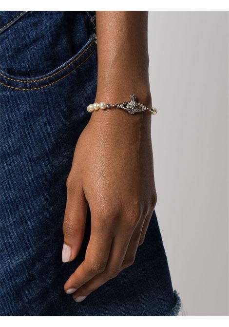 mini brass realief bracialet woman platinum VIVIENNE WESTWOOD | 61030001-02P131-CNP131